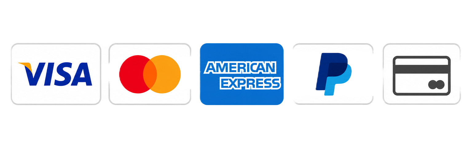 Métodos de pago aceptados: Visa, Mastercard, American Express, PayPal y tarjeta de débito